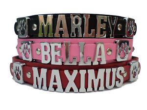 large personalised leather dog collar real leather any name or colour 2.5cm wide