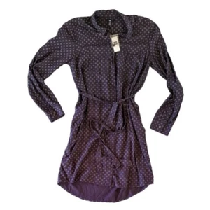 New Gap Factory Womens Shirt Dress Small Navy Dot Preppy Casual Comfortable - Picture 1 of 8