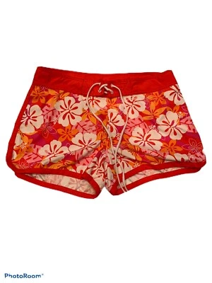 NUEVO SIN ETIQUETAS PANTALÓN CORTO DE NATACIÓN LEILANI NARANJA FLORAL GRANDE PARA MUJER Foto 1 de 2