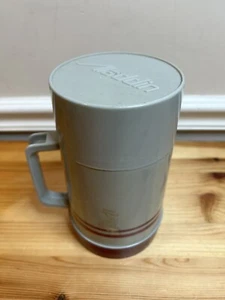 Vintage Aladdin Thermos Pint Wide Mouth Grey Maroon No. 44 Stopper 040A Filler - Picture 1 of 12