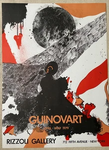 1979 JOSEP GUINOVART ORIGINAL ABSTRACT POSTER VINTAGE ORANGE RED BLACK PRINT ART - Picture 1 of 6
