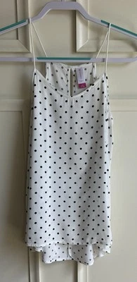 No Boundaries Camisole Tank Top Juniors Sz  L  White Black Polka Dot - Image 1 of 4