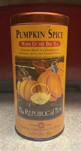 THE REPUBLIC OF TEA Pumpkin Spice Warm Up The Day Tea - 50 Natural Tea Bags - Picture 1 of 3