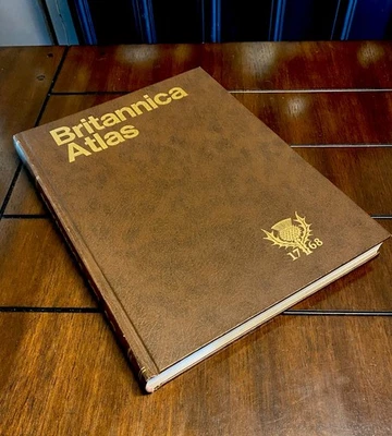Vintage 1768 Britannica Atlas - 200 Pg. Large Format Hardcover 1989 Edition VG+ Foto 1 de 4