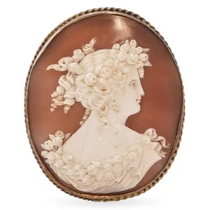 Antike Silber Brosche Göttin Flora Kamee - Bild 1 von 5