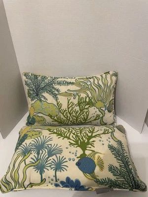 ALMOHADA PERFECTA INTERIOR EXTERIOR PECES TROPICALES 12x18 AZUL RECTÁNGULO PAR ALMOHADAS Foto 1 de 4