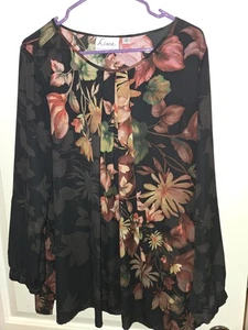 Linea by Louis Dell'olio Bluse, 1x schwarz mit Blumenmuster - Bild 1 von 8