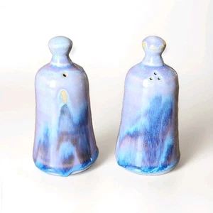 Stoneware Ceramic Artisan Salt & Pepper Shaker Set Drip Glaze Purple Art Pottery - Picture 1 of 12