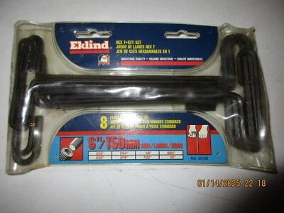 EKLIND Hex Key Set: SAE, Long, 8 Pieces, Pouch, Black Oxide, 8 Tips, 6 in - Image 1 of 4