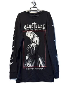 Camiseta Widow Final Breaths manga larga talla S negra blanca murciélago cruz gran tamaño nueva con etiquetas - Imagen 1 de 3