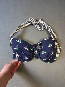 Top de bikini Tommy Bahama azul patrón de barco a rayas con correa 36DD cierre atado trasero - Imagen 1 de 7