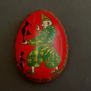 Ancienne boîte "œuf de Pâques" en tôle lithographiée - décor Clown Cirque - Bild 1 von 23