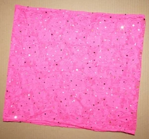 Hot pink lace infinity scarf with silver sparkles approx. 14x64 - Picture 1 of 7