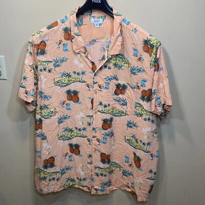 Croft & Barrow Hawaiian Shirt  4XB 4XL BIG Pineapples Rayon Camp Tropical    A14 - Image 1 of 4