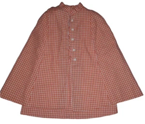 Vintage Girls Orange White Houndstooth Print Dress W/ Matching Cape Small   - Picture 1 of 8