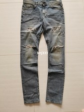 Saint Laurent Paris Hedi Slimane indigo washed ripped jeans sz34
