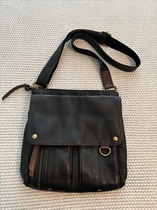Fossil Morgan Handbag Traveler Pebble Black Leather Crossbody MSGR EXCELLENT - Picture 1 of 13