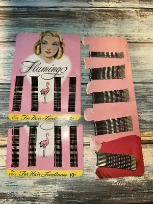 1950 Vintage Bobby Hair Pins Card Ski Tip And Rubber Tips MCM Prop Made In USA - Image 1 of 2