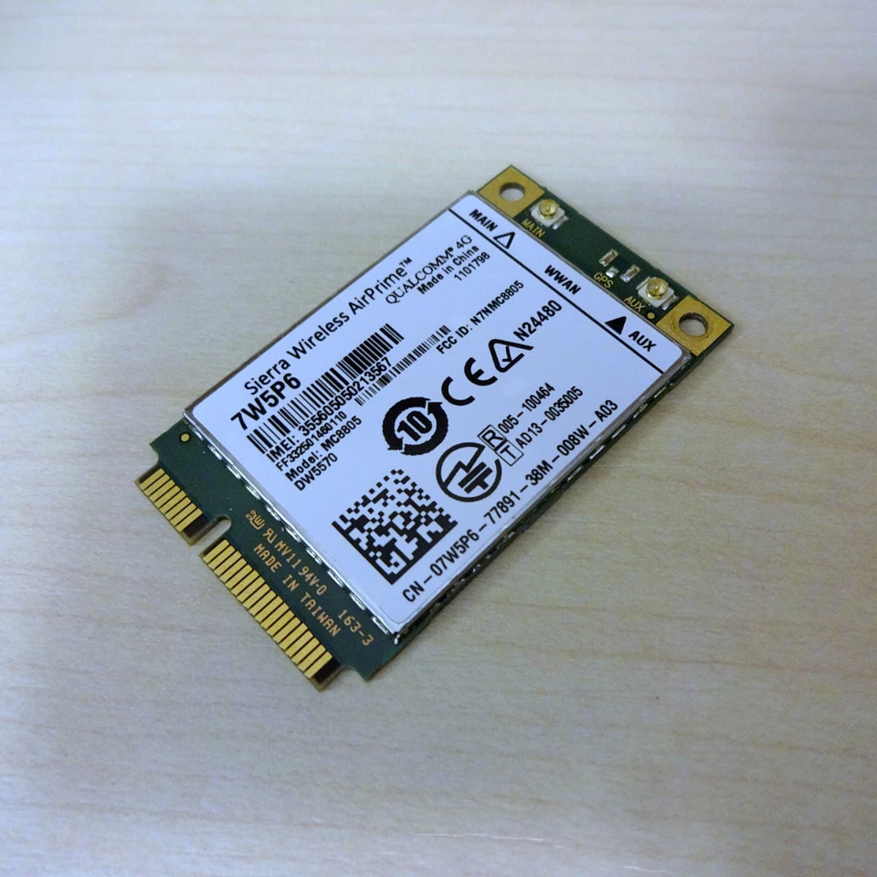 Sierra Wireless AirPrime DW5570 WWAN GSM LTE 4G Mini PCI Express Card D/P 7W5P6 - image 1 of 1