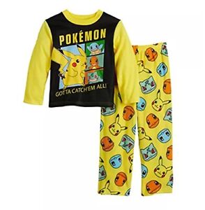 Boys Pokemon Pikachu Group 2-Piece Pajama Set - Gotta Catch'em 4 Yellow