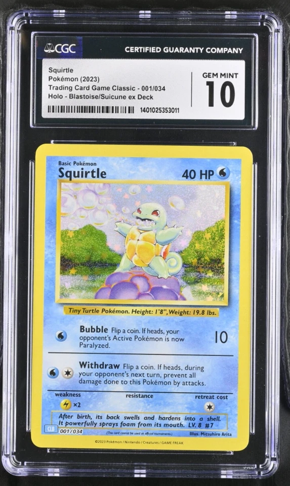 Squirtle CLB 001/034 Pokémon Card CGC 10 GRADED GEM MINT TCG Classic - Image 1 of 1