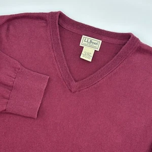 L.L. Suéter Bean Vintage Para Hombre XL TALL Granate Cuello en V Algodón Mezcla Cachemira - Imagen 1 de 7