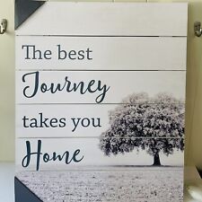 Large HOME Wooden Plank Wall Decor Print 24x20 “THE BEST JOURNEY TAKES YOU HOME”