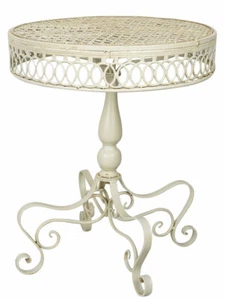 Gartentisch Shabby Chic Tisch Antik Metalltisch Beistelltisch Balkontisch rund - Bild 1 von 7