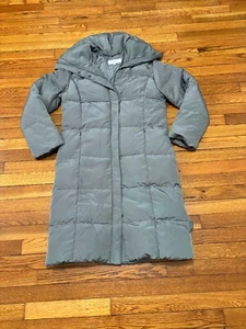 Calvin Klein Womens Down Puffer Parka Jacket Size Small Gray Quilted Full Zip - Picture 1 of 8