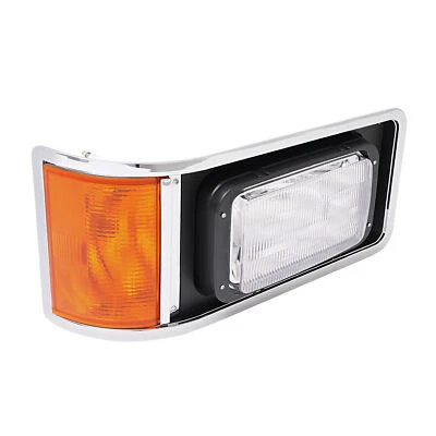 Farol lateral direito do passageiro com moldura + lâmpada para caminhão capô Mack CH613 SFA 90-17 - Imagem 1 de 4