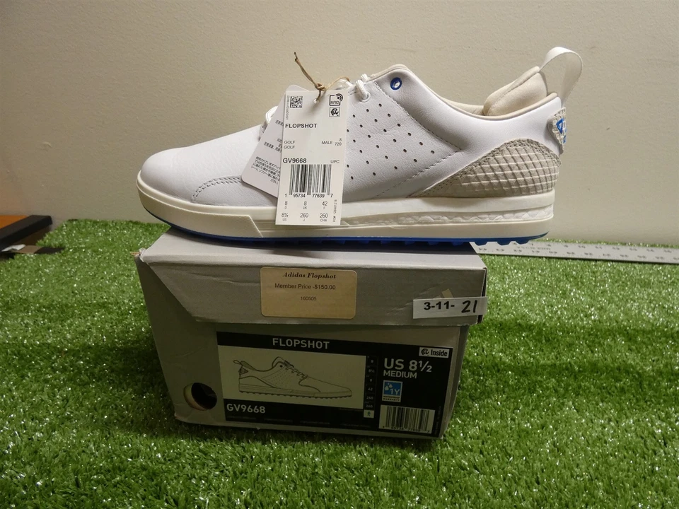 MEN'S ADIDAS FLOPSHOT SHOES COLOR WHITE/BLUE SIZE 8.5