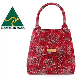 Large Cotton Canvas Red Shopping Bag Tote Aboriginal Art Australia Made Souvenir - Picture 1 of 7