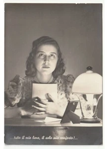 1941 foto cartolina con versi ragazza innamorata in tempo di guerra - Foto 1 di 2