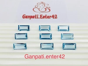 BLUE TOPAZ LOOSE GEMSTONE FACETED BAGUETTE CUT 10x5 MM CALIBRATED 3 PCS LOT AA E - Picture 1 of 6