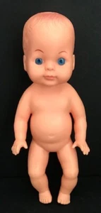 1960s VINTAGE 9" BABY DOLL WITH BRIGHT BLUE-EYES & MOLDED HAIR MADE IN HONG KONG - Picture 1 of 20