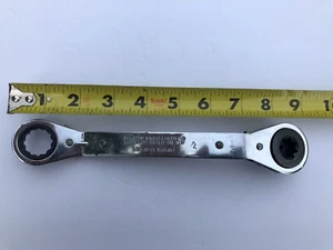 Vintage Ratcheting Offset Double Box Specialty Wrench 34" x 1/2" 3/8" USA - Picture 1 of 6