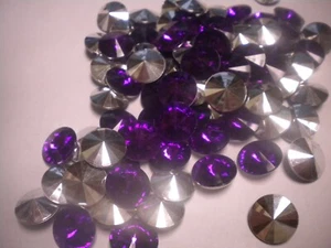 VINTAGE pointed back ROUND ACRYLIC (( PURPLE )) 16mm MADE IN TAIWAN R.O.C. - Picture 1 of 6