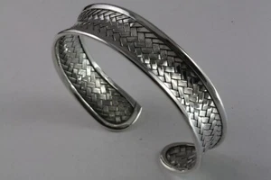 SILBER ARMREIF GEFLOCHTEN DAMEN HERREN SILBERARMREIFEN 925 ECHT SILBER / 557 - Picture 1 of 4