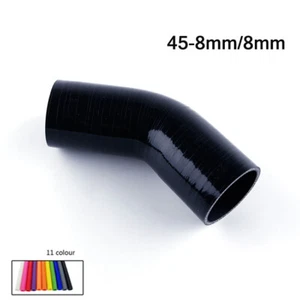 For ID: 8mm To 8mm 45 Degree Elbow Silicone Intercooler Coupler Hose Black - Picture 1 of 5