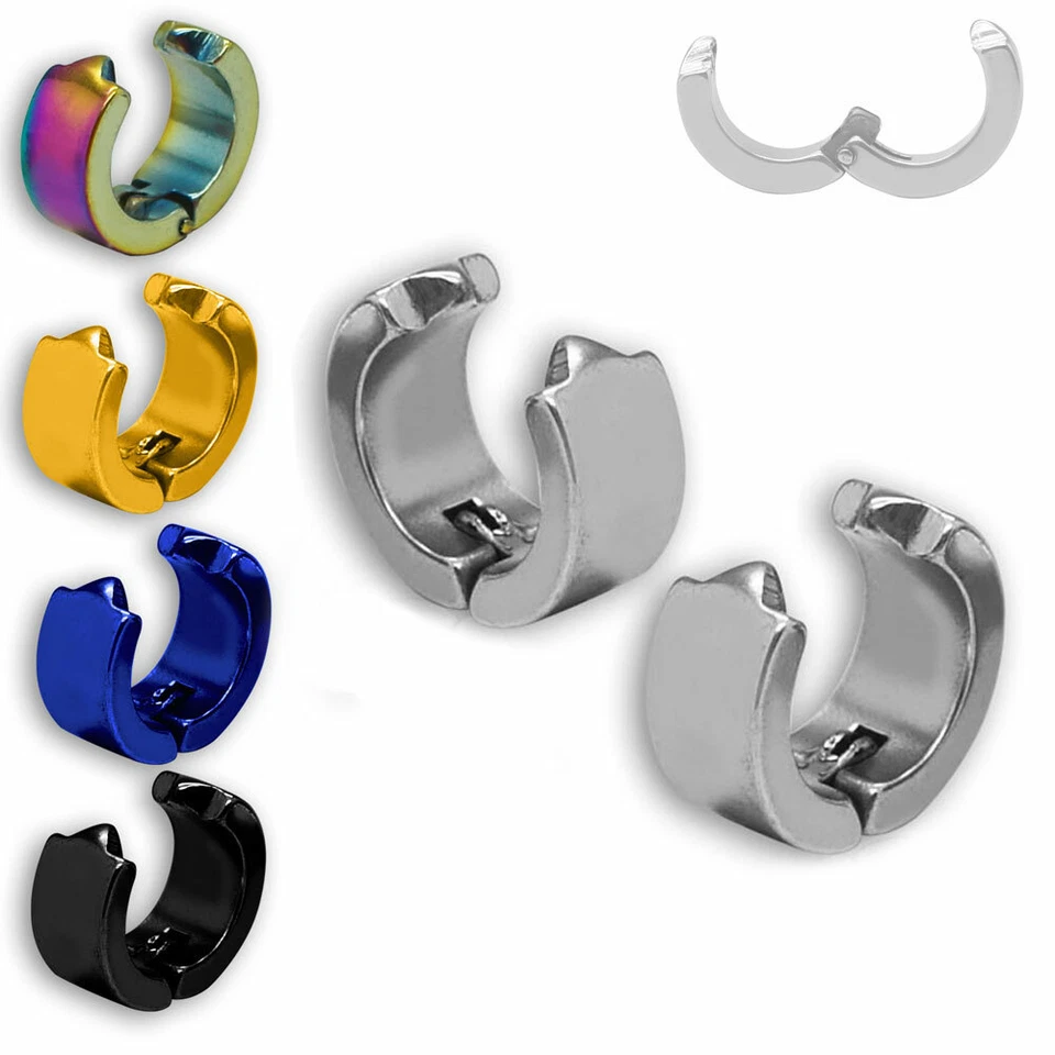 1 Paar Edelstahl Creolen Ohrringe zum Klemmen Klipsen ohne Ohrloch farbig  - Bild 1 von 1