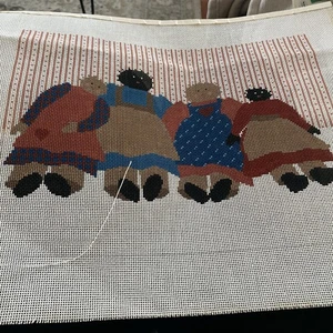 handpainted needlepoint canvas Vintage Dolls Heart Dresses 13x10” 13 M  - Picture 1 of 1