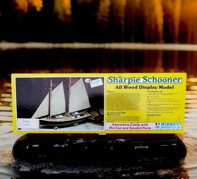 Vintage 1989 THE SHARPIE SCHOONER Wooden Ship Model by Midwest Products Kit! - Image 1 of 4