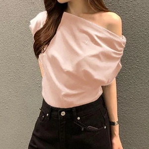 One Shoulder Casual Top for Women in Solid Color Great for Summer Wear - Picture 1 of 8