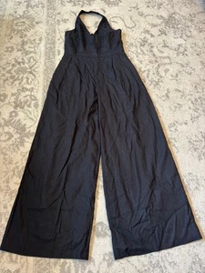 Ann Taylor Loft Jumpsuit schwarz weites Bein schmale Taille Gr. 2 Neu mit Etikett - Bild 1 von 9