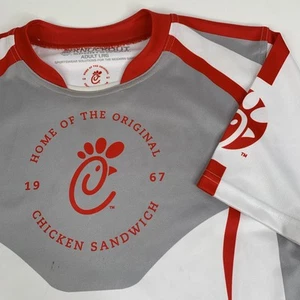 Chick-Fil-A Nylon Hemd RAR Erwachsene Large rot weiß **LESEN** - Bild 1 von 15