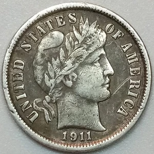 1911-P Barber Dime- Dark (Lot#1) - Picture 1 of 2