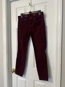 J CREW TOOTHPICK ANKLE BURGUNDY CORDUROY SKINNY JEANS SZ 27 - Picture 1 of 8