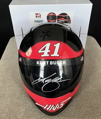 Casco de tamaño completo firmado por Kurt Busch 2015 HAAS NASCAR automático edición especial certificado de autenticidad Foto 1 de 4