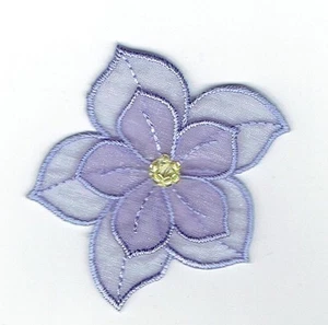Iron On Embroidered Applique Patch - Lavender 3-D Layered Flower 153646-A - Picture 1 of 1