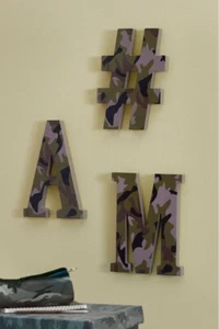 Next Kids Bedroom Camouflage Camo Letter Wall Decoration - & - Large 22x16cm - Picture 1 of 2